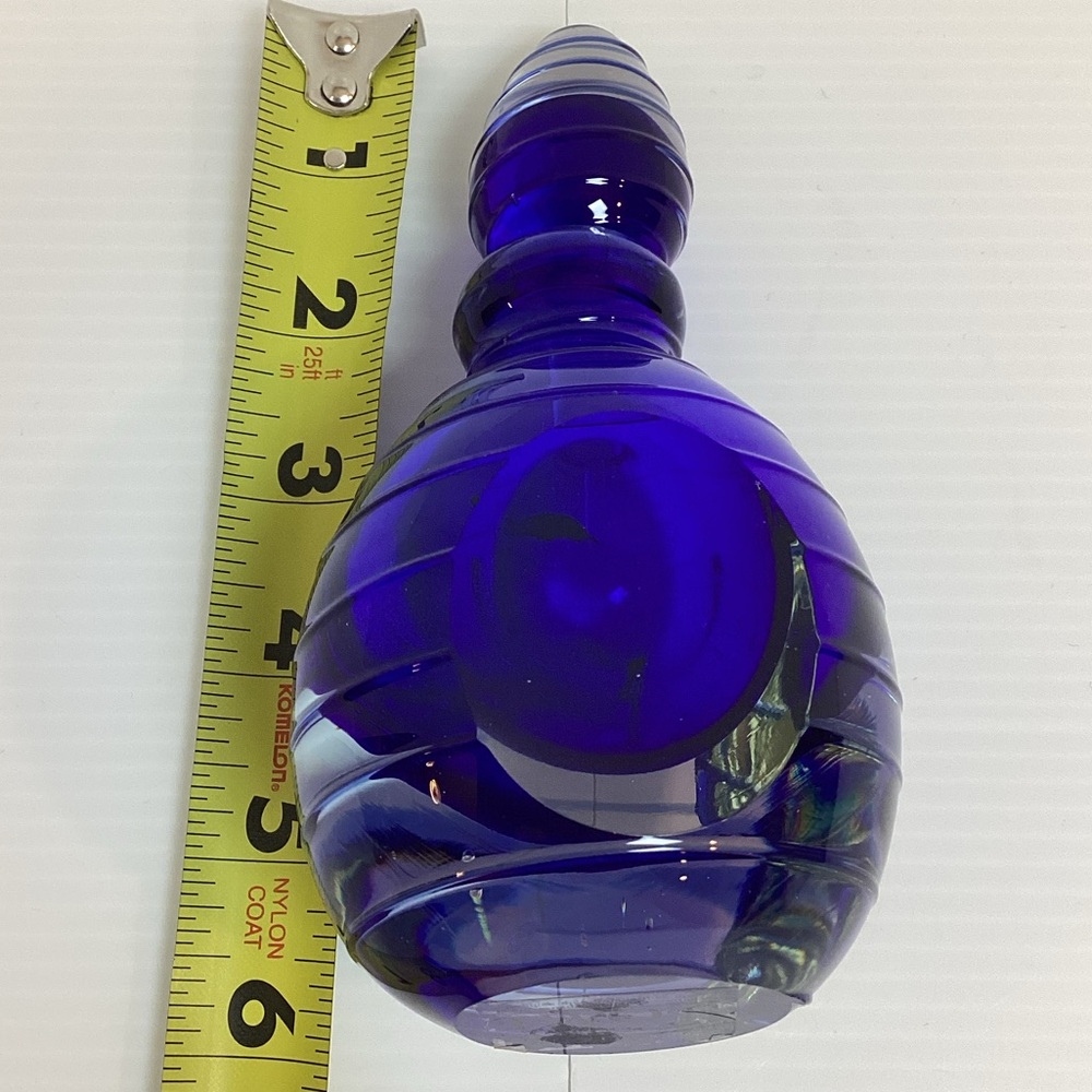 VTG Two’s Company Hand Blown Glass Perfume Bottle With Lid And Dipper Blue - Picture 6 of 9